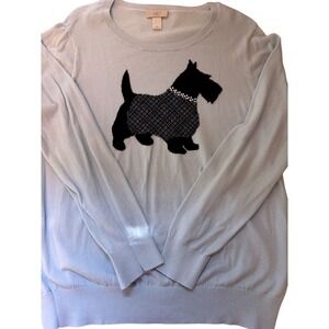 Loft Outlet Scottie Dog Sweater Rhinestone Collar Light Blue XL Preppy light